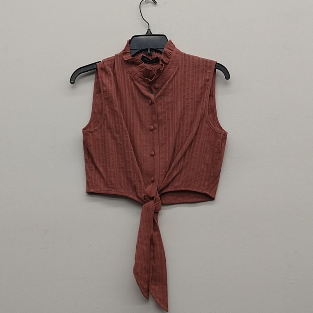 Eden Society Rose Button Down Sleeveless Tank Top